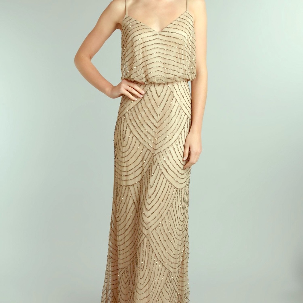 Adrianna Papell Beaded Blouson Dress // size 0